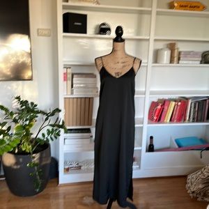 Black slip dress, silk-like material in a size small.